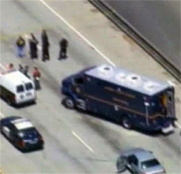 All lanes of interstate 580 were shutdown Sunday while officers engaged in a firefight with a heavily armed suspect.