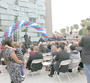 Family, friends, police and elected officials celebrated the renaming of the station and unveiled a marquee with the wording 