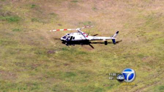 An LAPD helicopter made an unexpected landing on Monday at the Chatsworth reservoir.