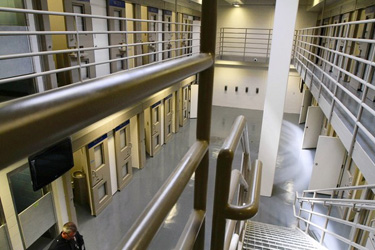 A section of cells in the new Metropolitan Detention Center, a $74-million, 172,000-square-foot facility that has not been used for more than a year because of LAPD staffing shortages.