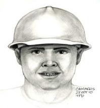 Police sketch of burglary suspect posing as construction worker.