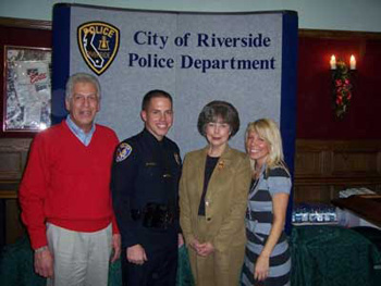 Officer Ryan Bonaminio is shown with his father, Joseph, mother, Geraldine, and sister, Nicole, upon his graduation from the San Bernardino County Sheriff's Academy in July 2006. 