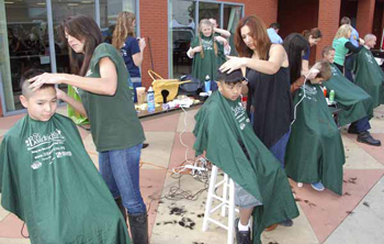 Kids and adults had heads shaved at FS 89 this morning. The annual St. Baldricks Day event raised over $75,000 in pledges in support of kids with cancer.