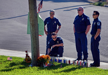 Memorial for slain officer.