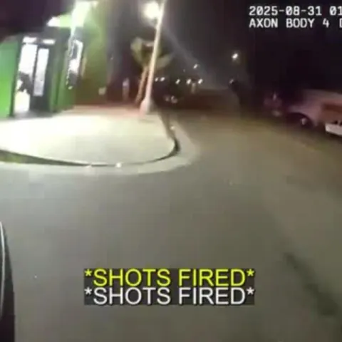 Video captures man opening fire at LAPD cops inside liquor store