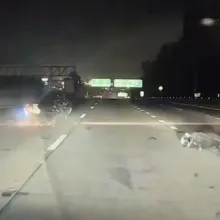VIDEO: LAPD motorcycle officer injured in DTLA freeway crash